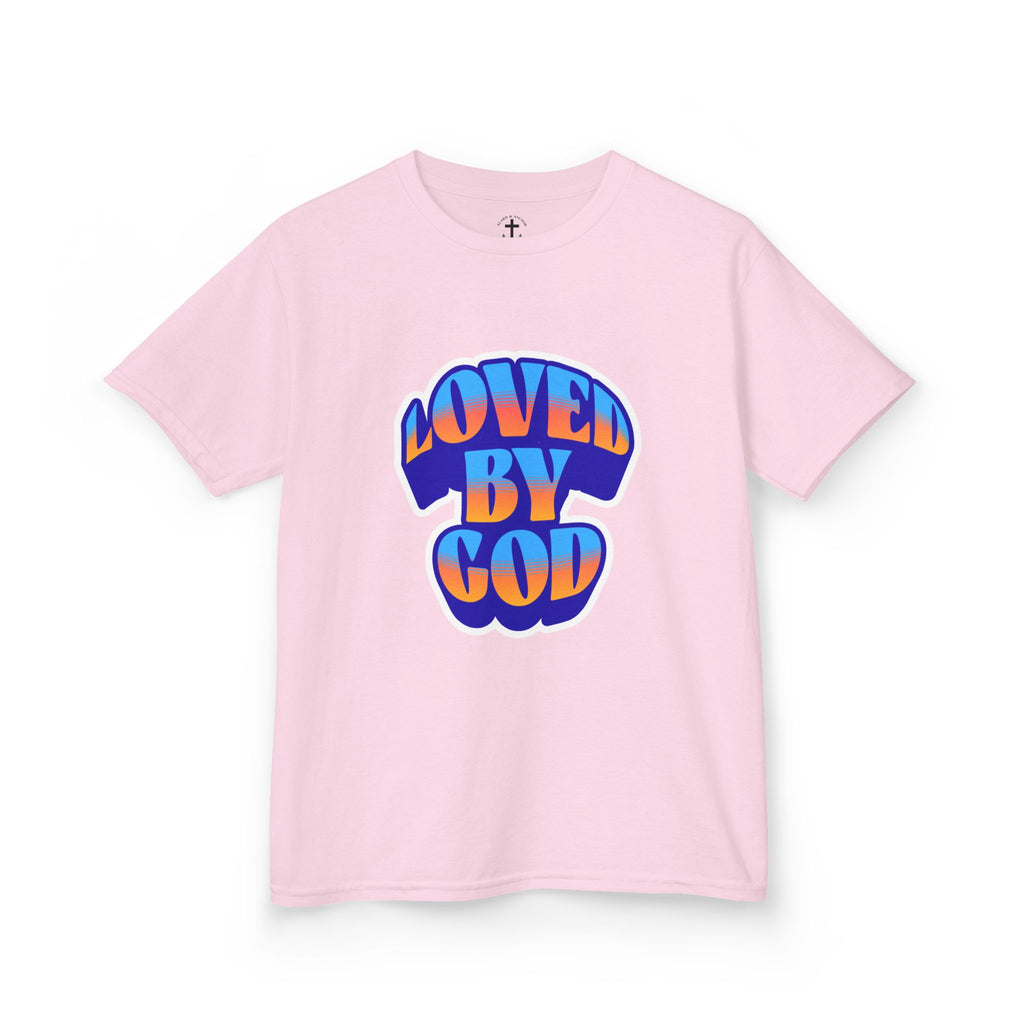 Kids T-Shirt — "Loved by God" Colorful Retro Faith Tee
