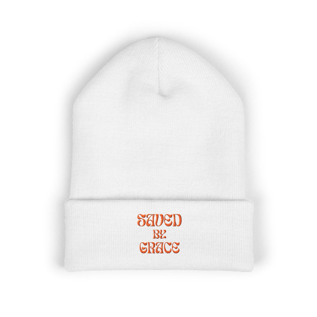 Saved By Grace Embroidered Cuffed Beanie