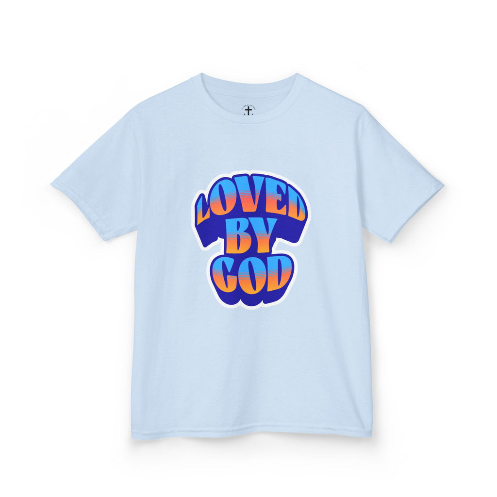 Kids T-Shirt — "Loved by God" Colorful Retro Faith Tee