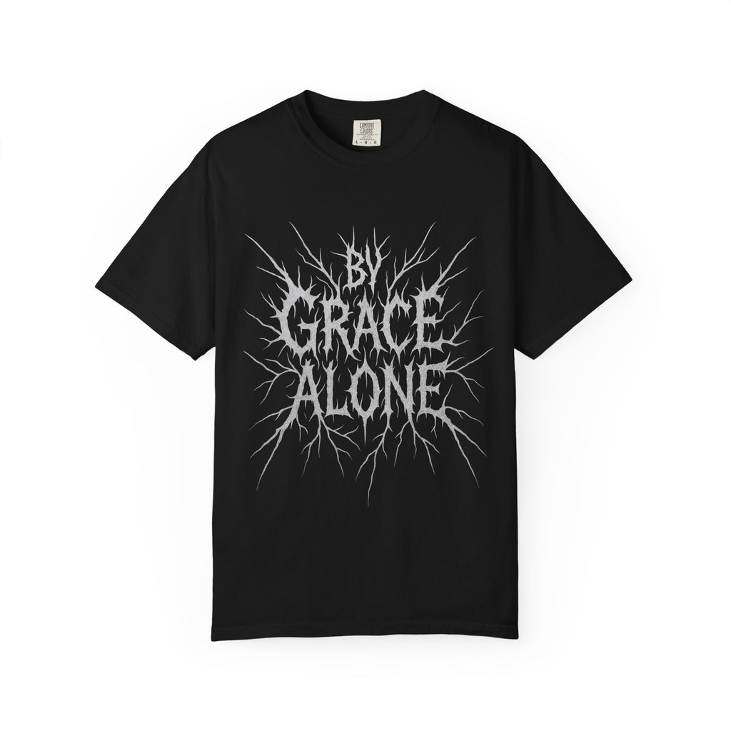 By Grace Alone T-Shirt — Christian Metal Typography Tee