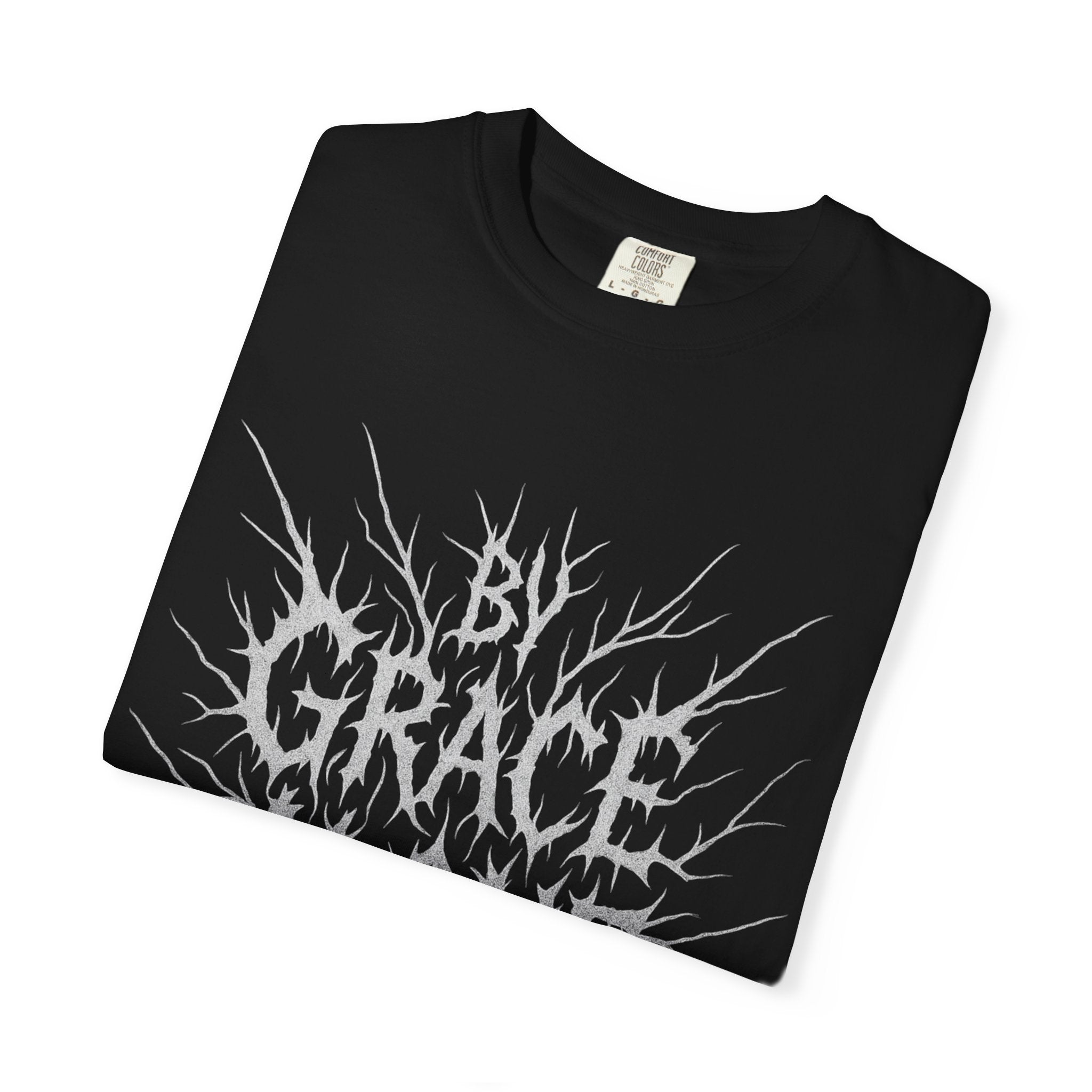 By Grace Alone T-Shirt — Christian Metal Typography Tee