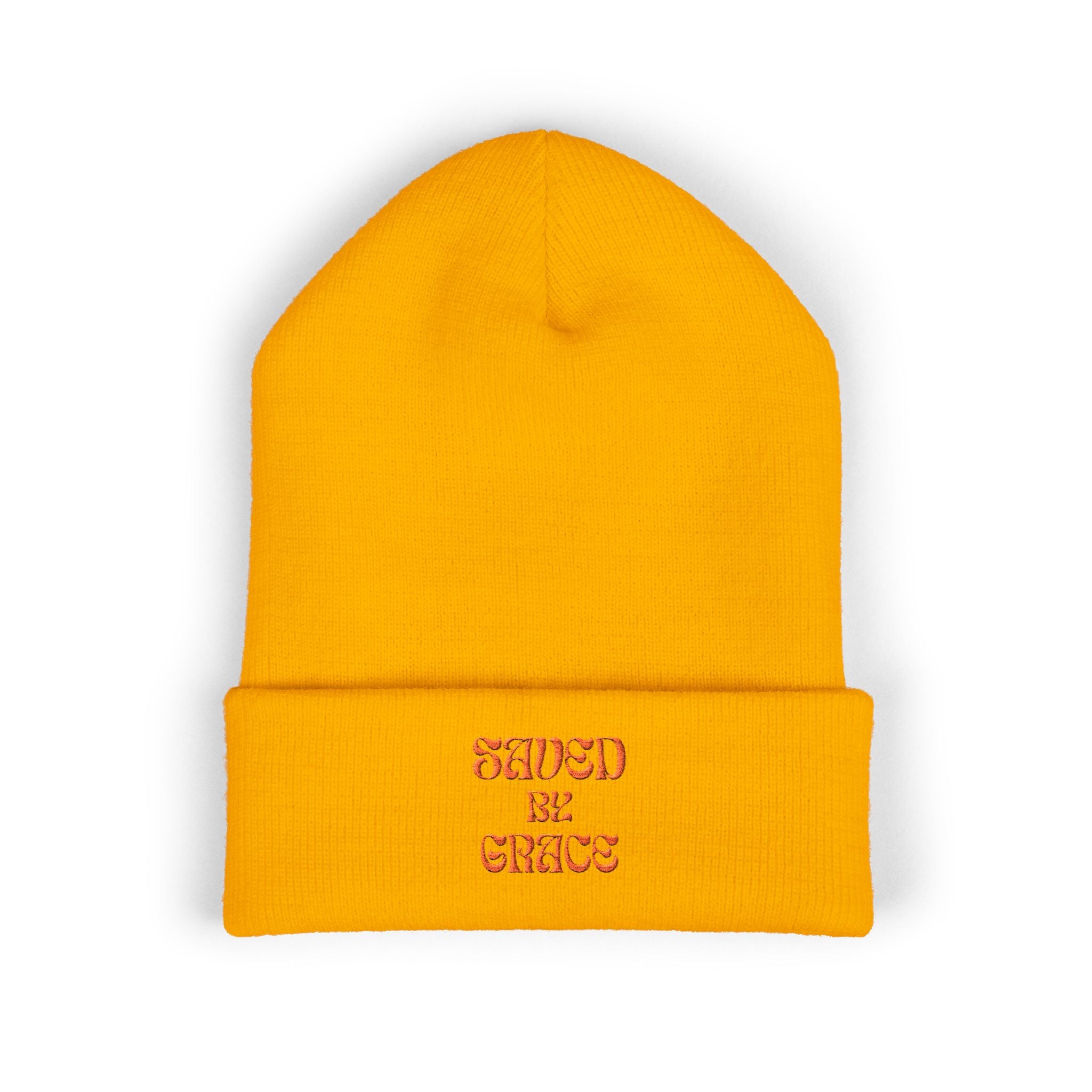Saved By Grace Embroidered Cuffed Beanie