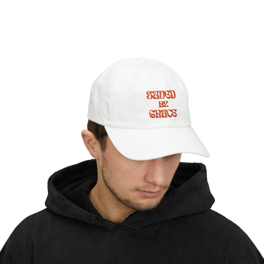 Saved By Grace Dad Cap — Christian Embroidered Baseball Hat