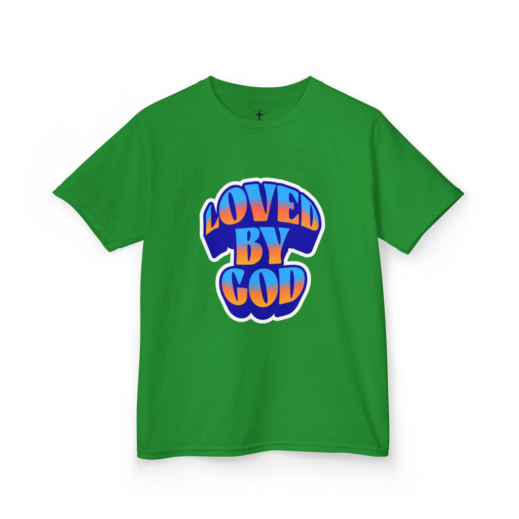 Kids T-Shirt — "Loved by God" Colorful Retro Faith Tee