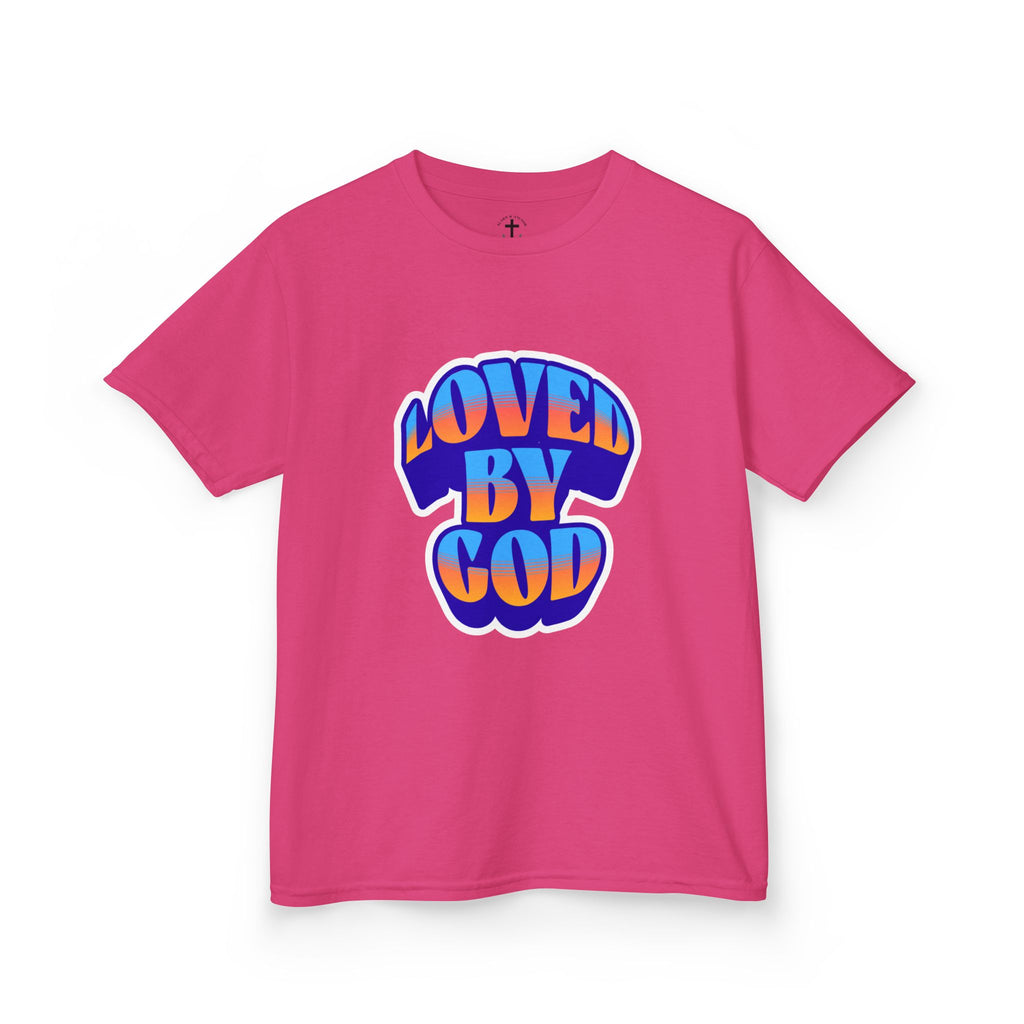 Kids T-Shirt — "Loved by God" Colorful Retro Faith Tee