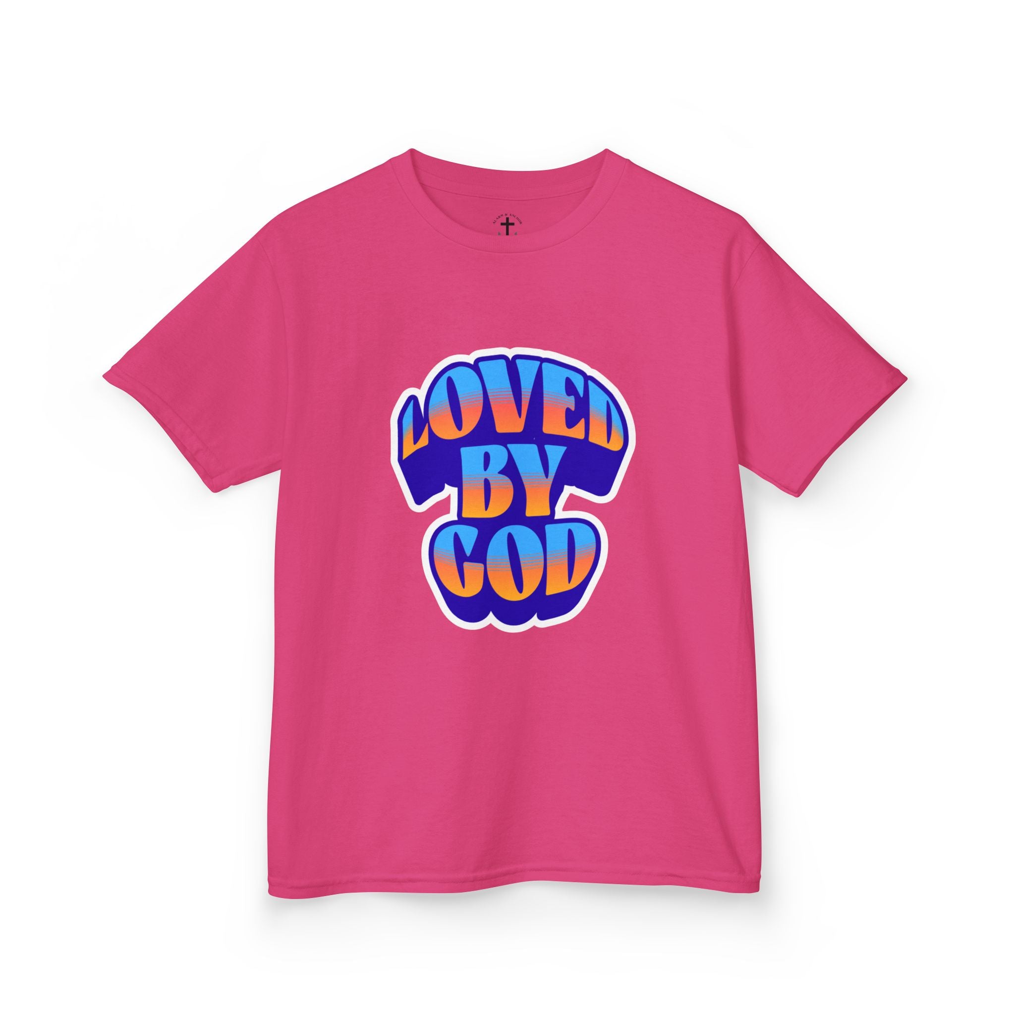Kids T-Shirt — "Loved by God" Colorful Retro Faith Tee