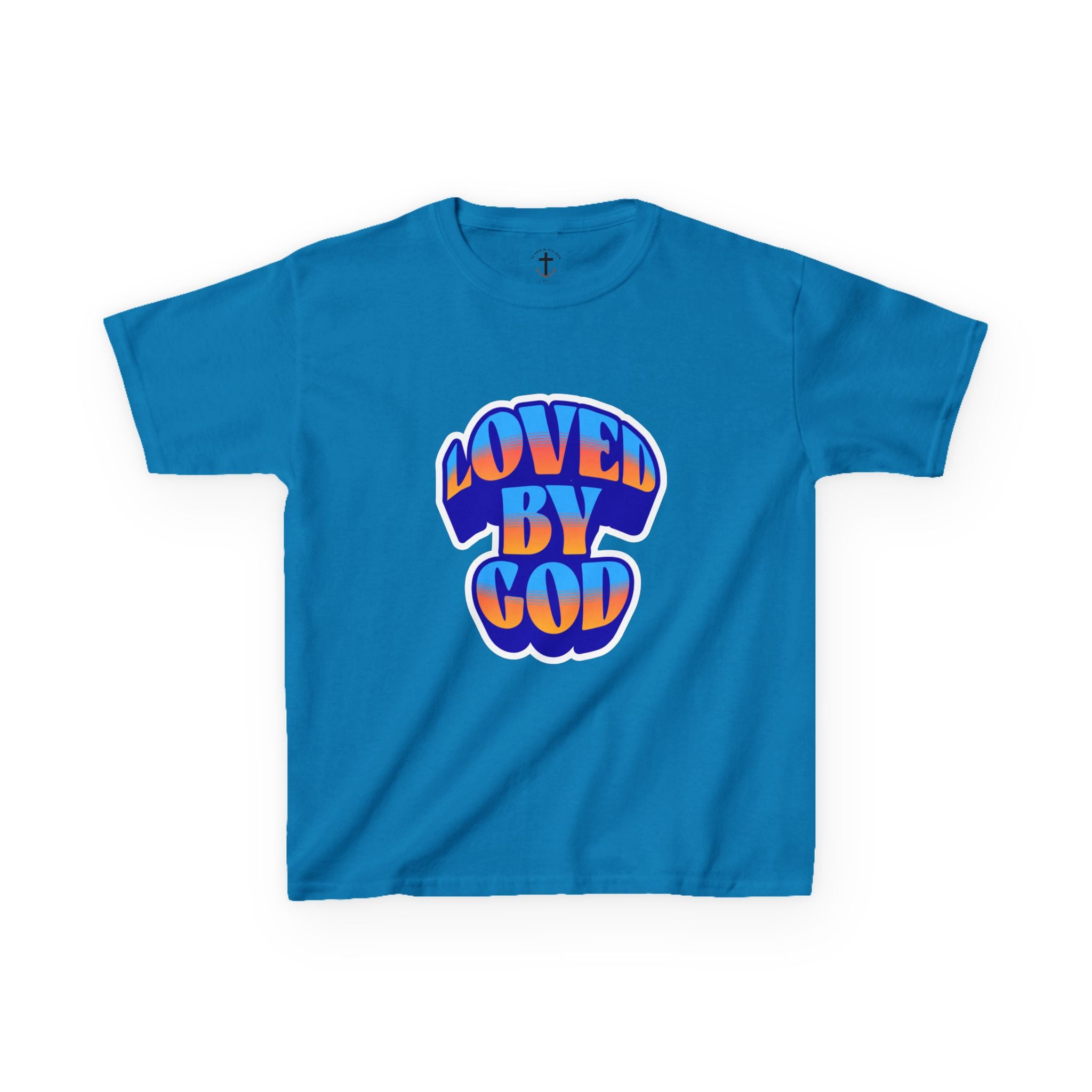 Kids T-Shirt — "Loved by God" Colorful Retro Faith Tee