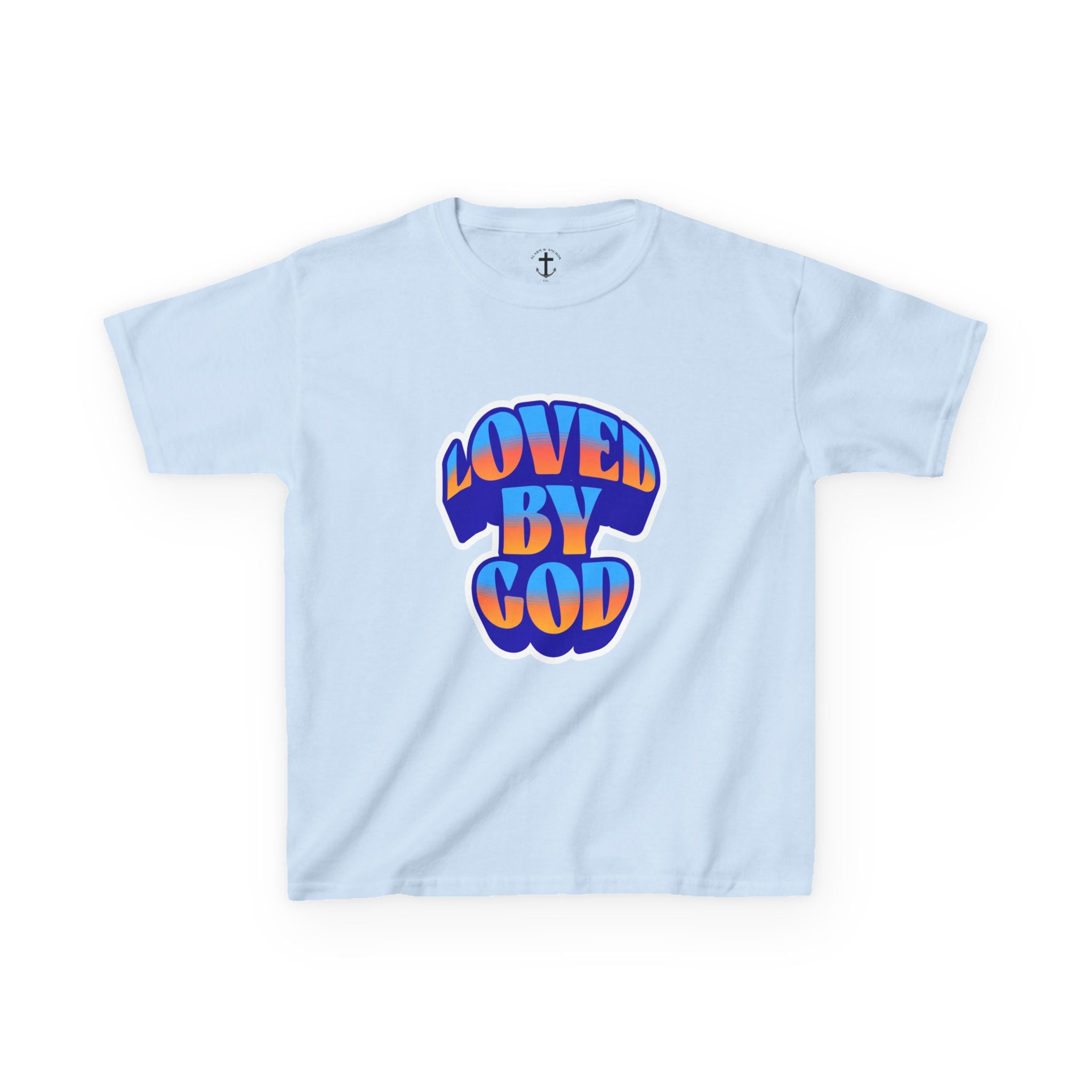 Kids T-Shirt — "Loved by God" Colorful Retro Faith Tee