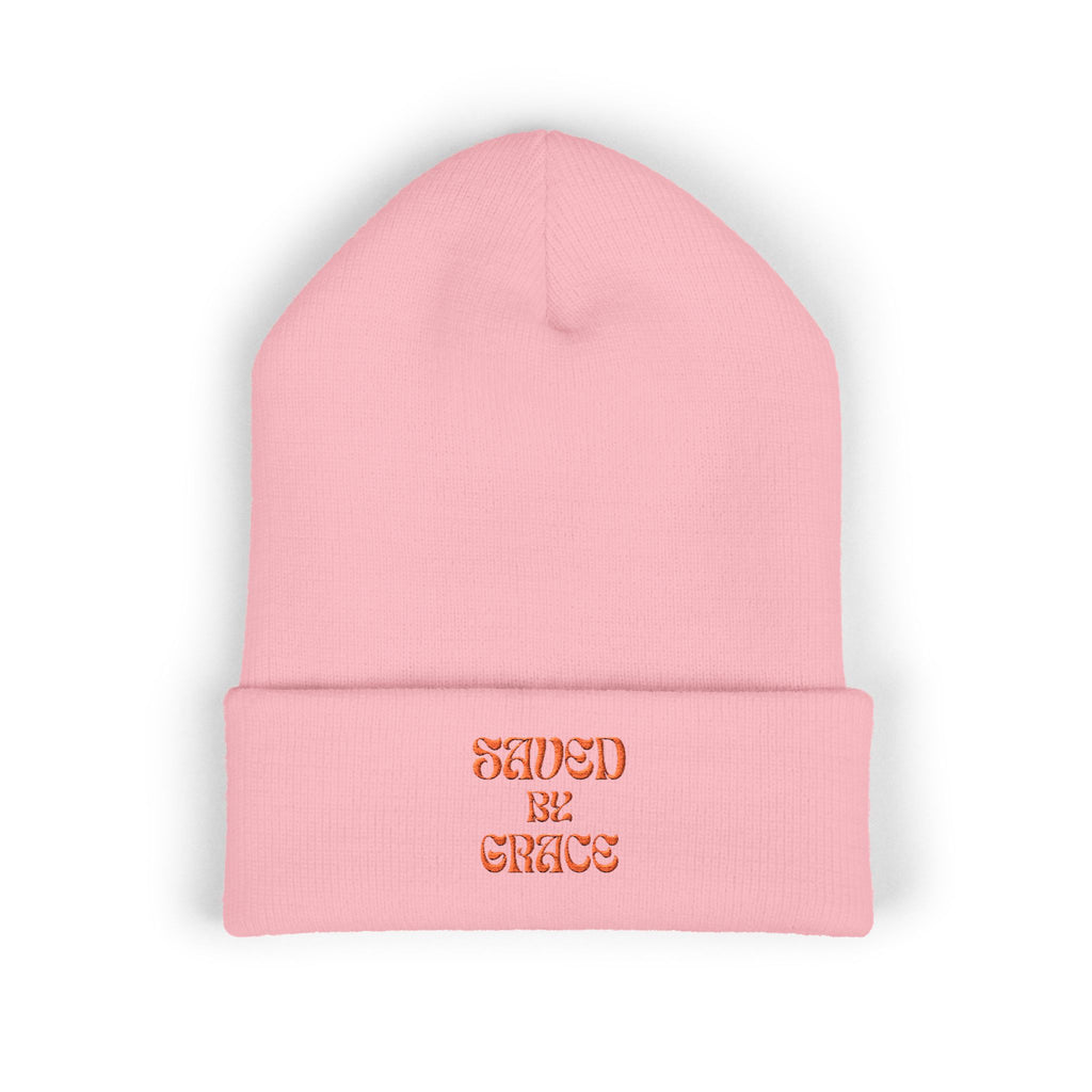 Saved By Grace Embroidered Cuffed Beanie