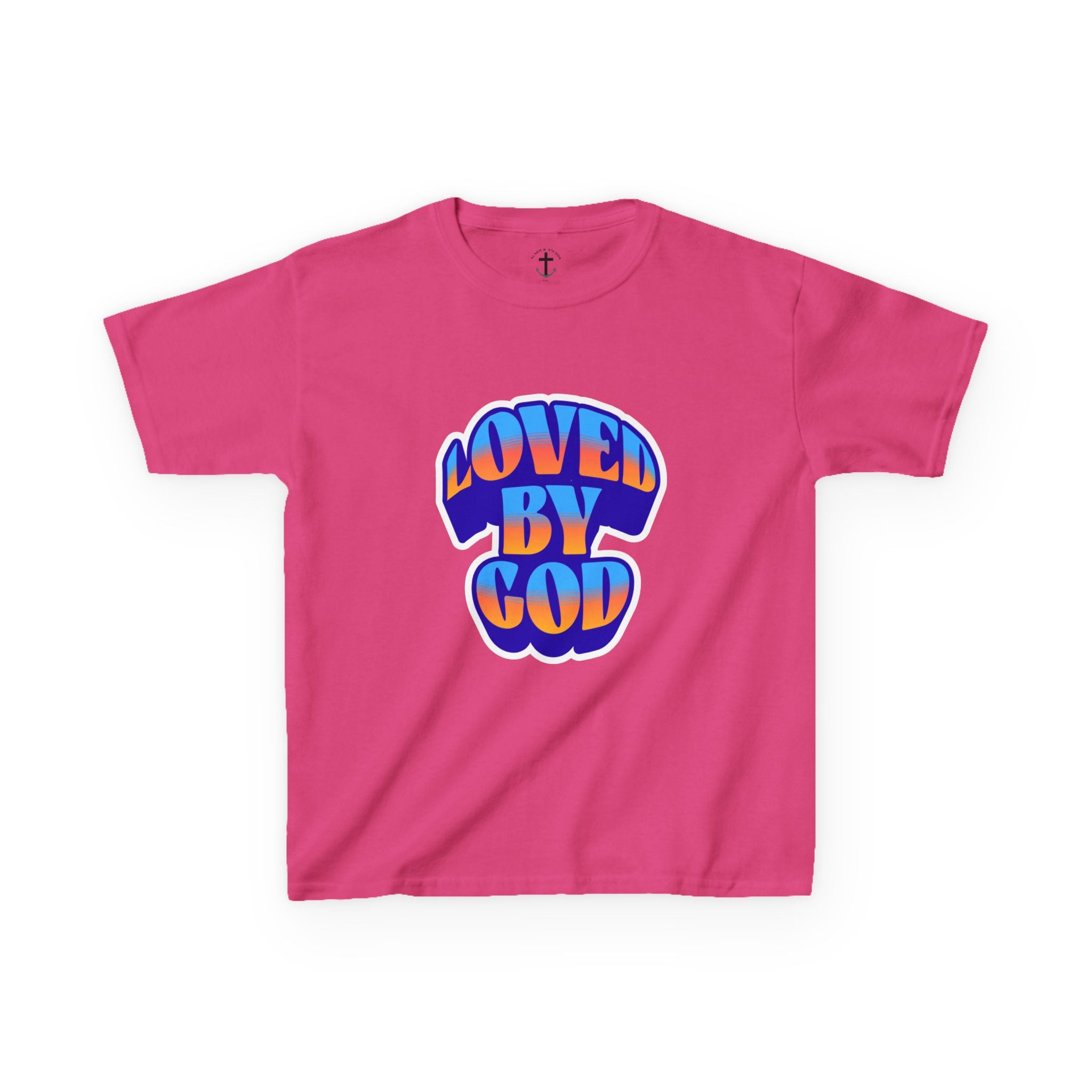 Kids T-Shirt — "Loved by God" Colorful Retro Faith Tee