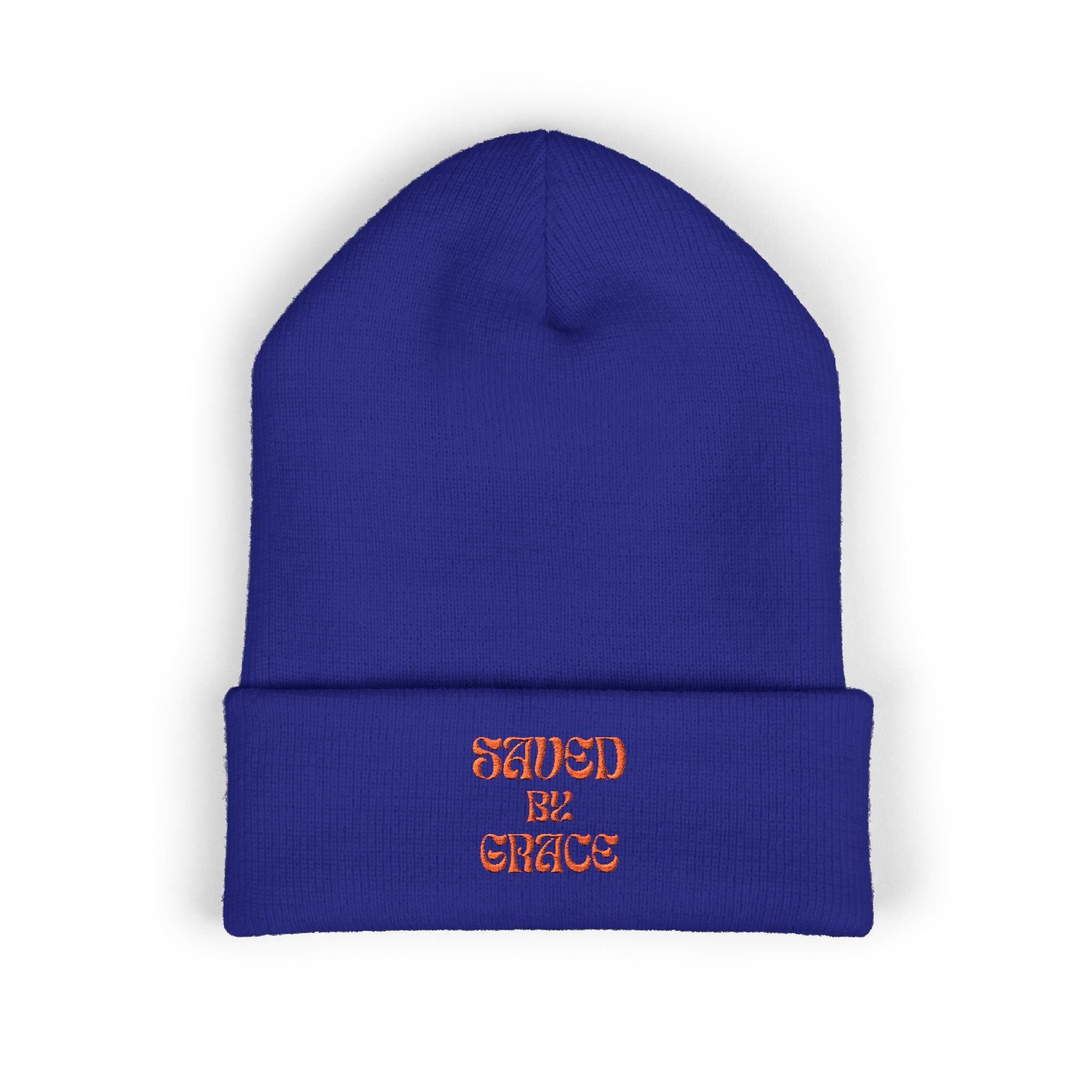 Saved By Grace Embroidered Cuffed Beanie