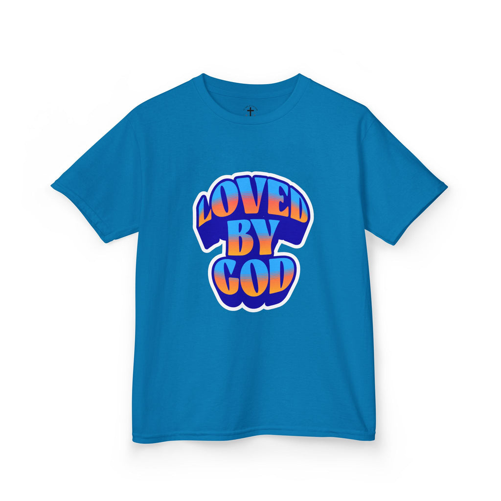 Kids T-Shirt — "Loved by God" Colorful Retro Faith Tee
