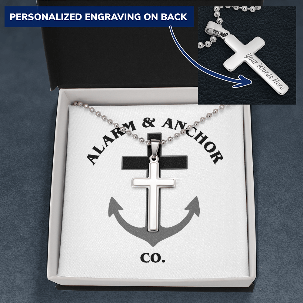 Personalized Cross Necklace with Ball Chain