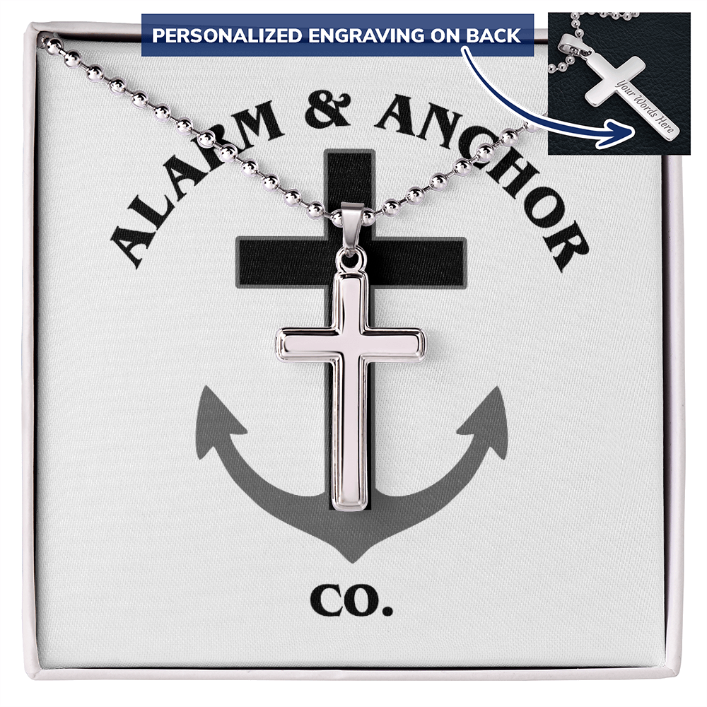 Personalized Cross Necklace with Ball Chain