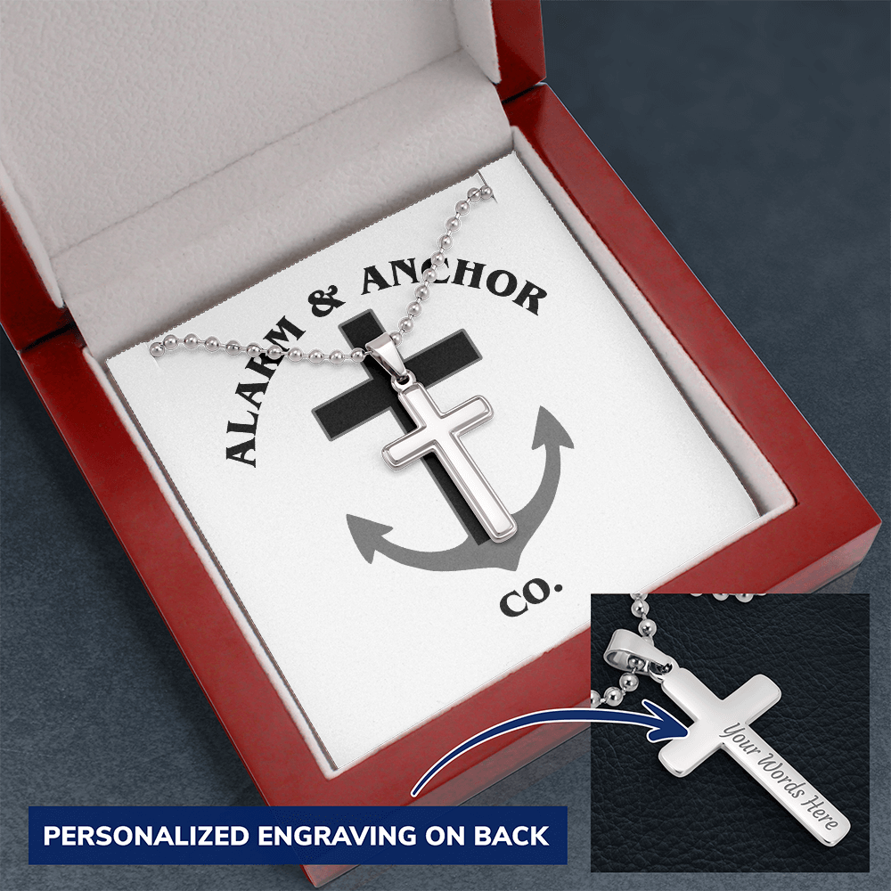 Personalized Cross Necklace with Ball Chain