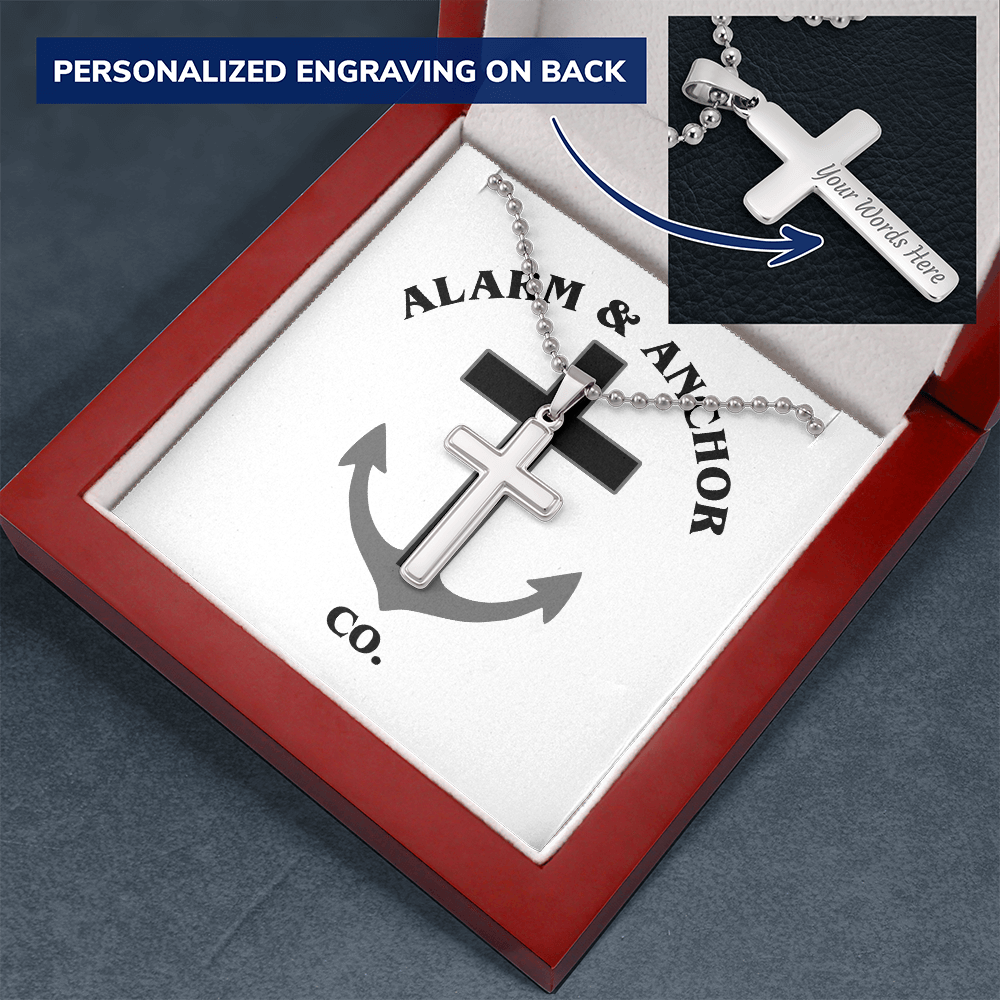 Personalized Cross Necklace with Ball Chain
