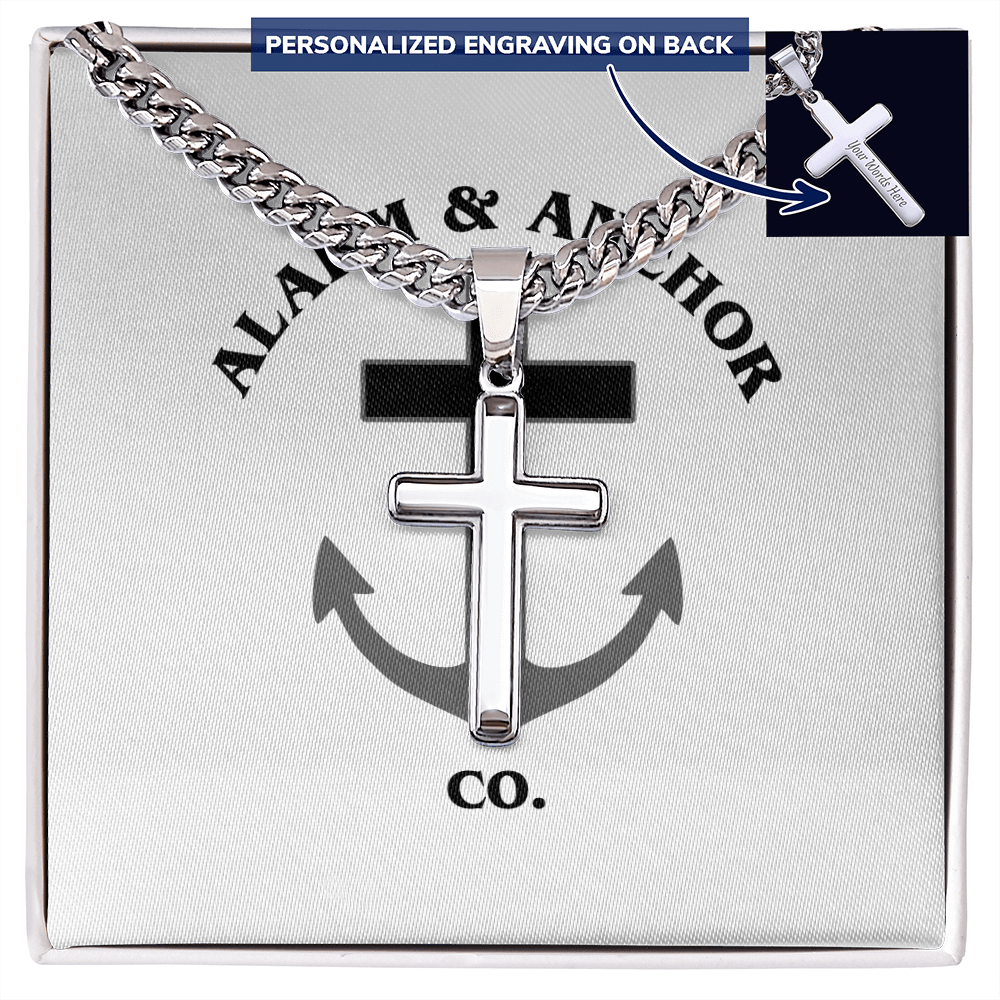 Personalized Cross Necklace with Cuban Links