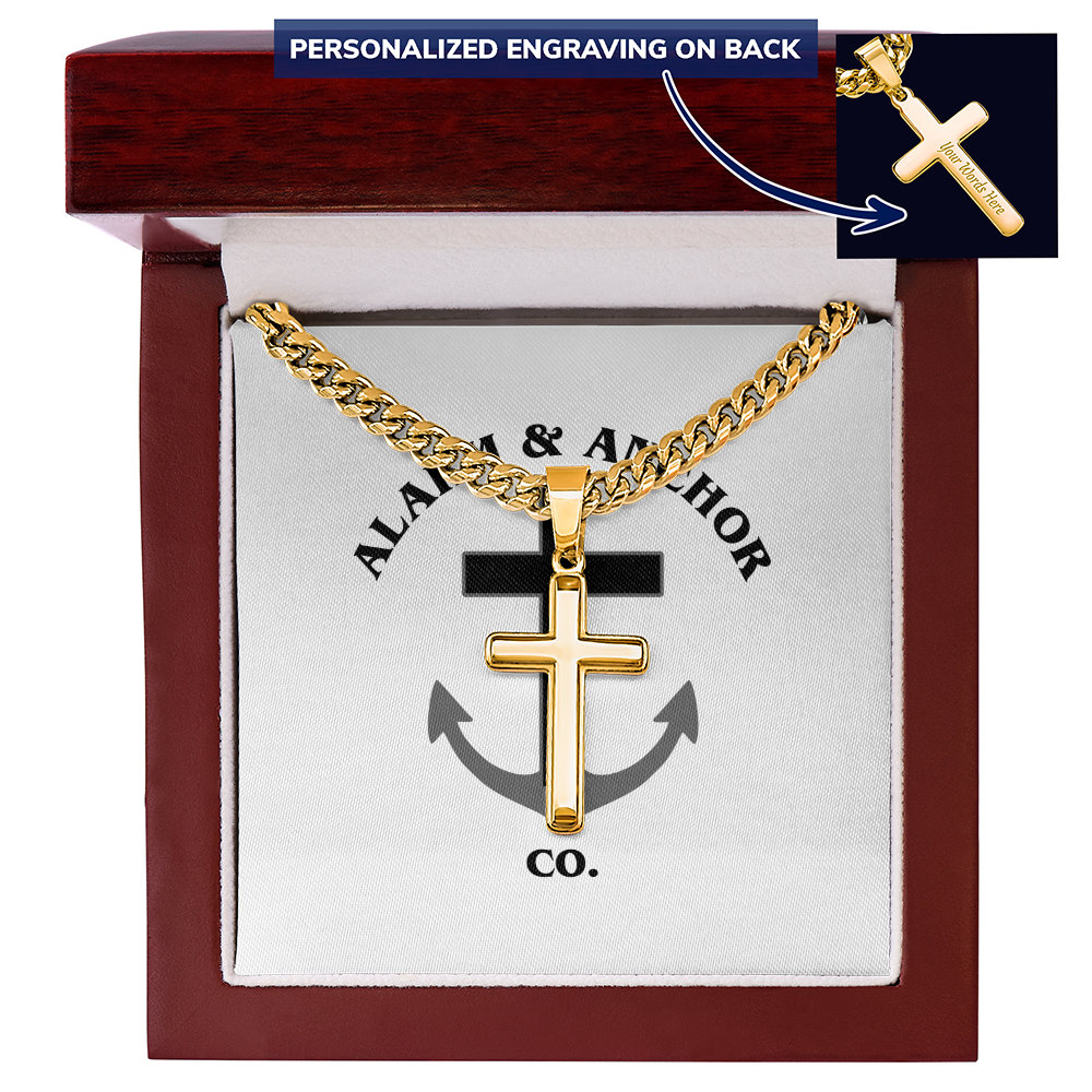 Personalized Cross Necklace with Cuban Links