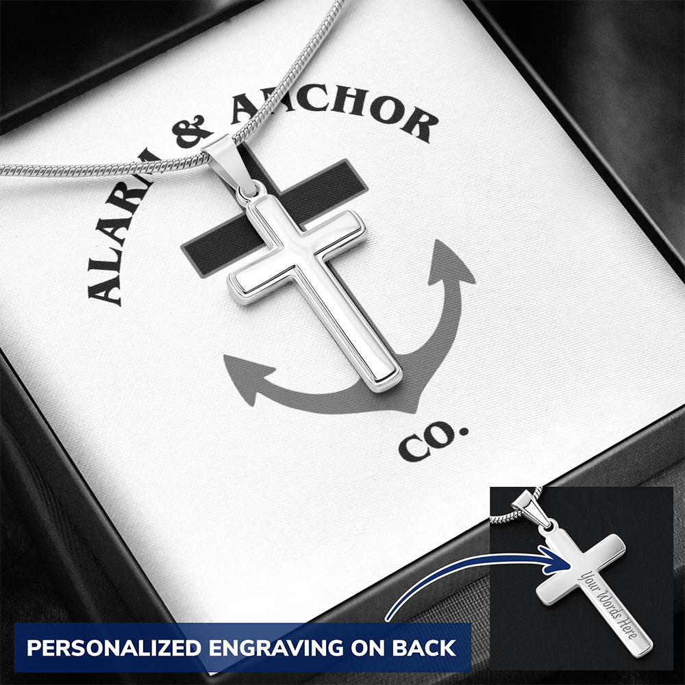 Personalized Cross Necklace with Snake Chain