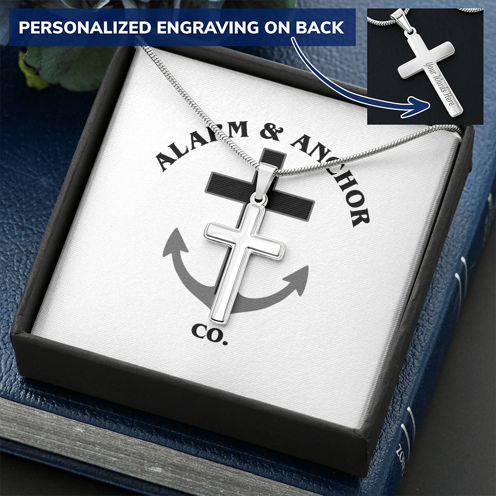 Personalized Cross Necklace with Snake Chain