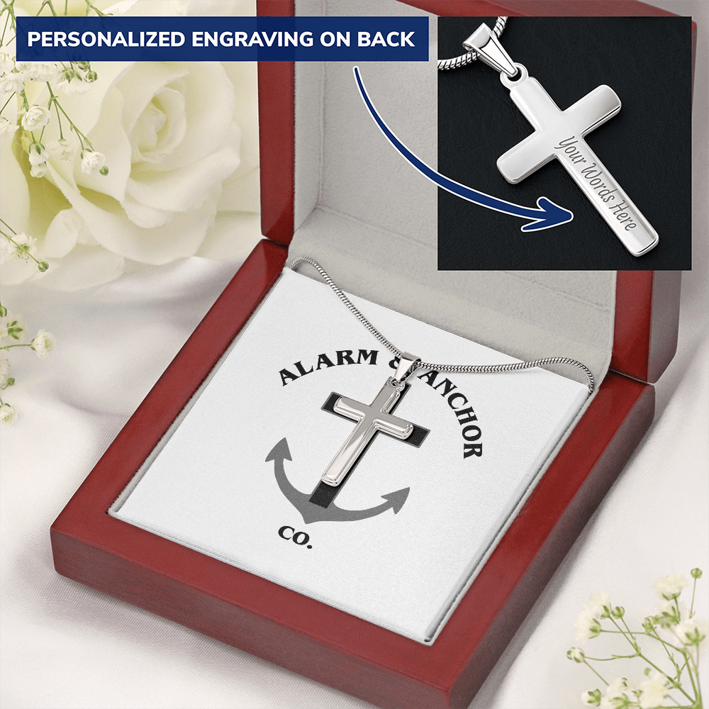 Personalized Cross Necklace with Snake Chain