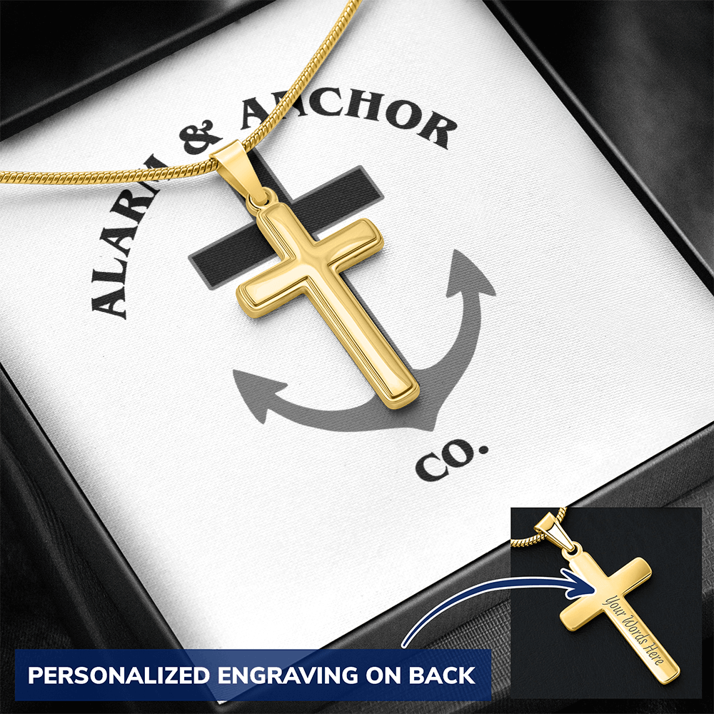 Personalized Cross Necklace with Snake Chain