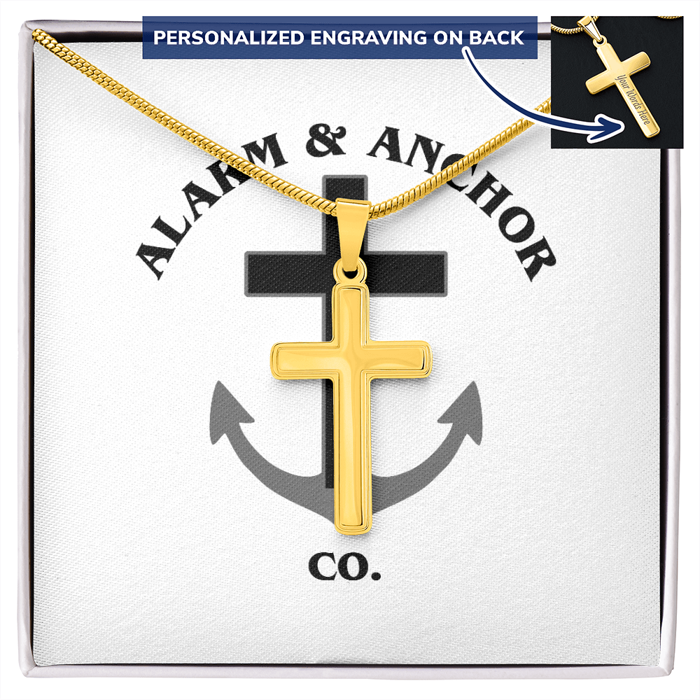 Personalized Cross Necklace with Snake Chain