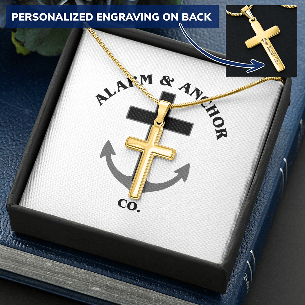 Personalized Cross Necklace with Snake Chain