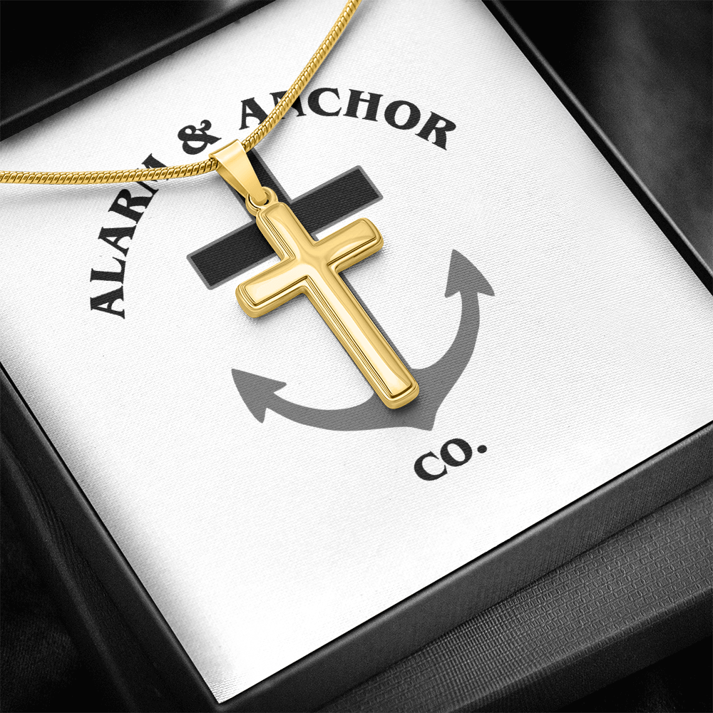 Personalized Cross Necklace with Snake Chain