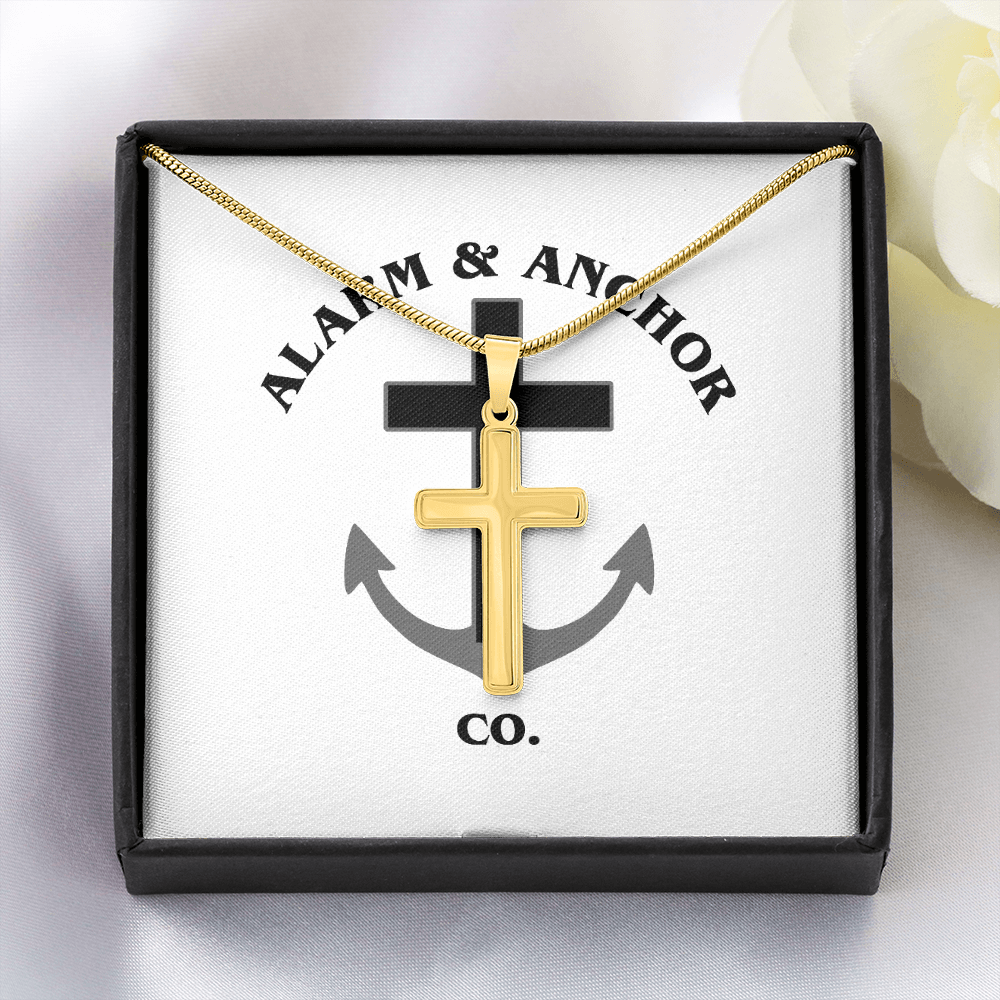 Personalized Cross Necklace with Snake Chain