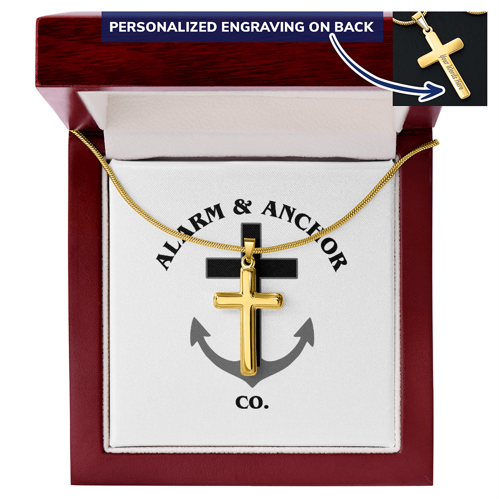 Personalized Cross Necklace with Snake Chain