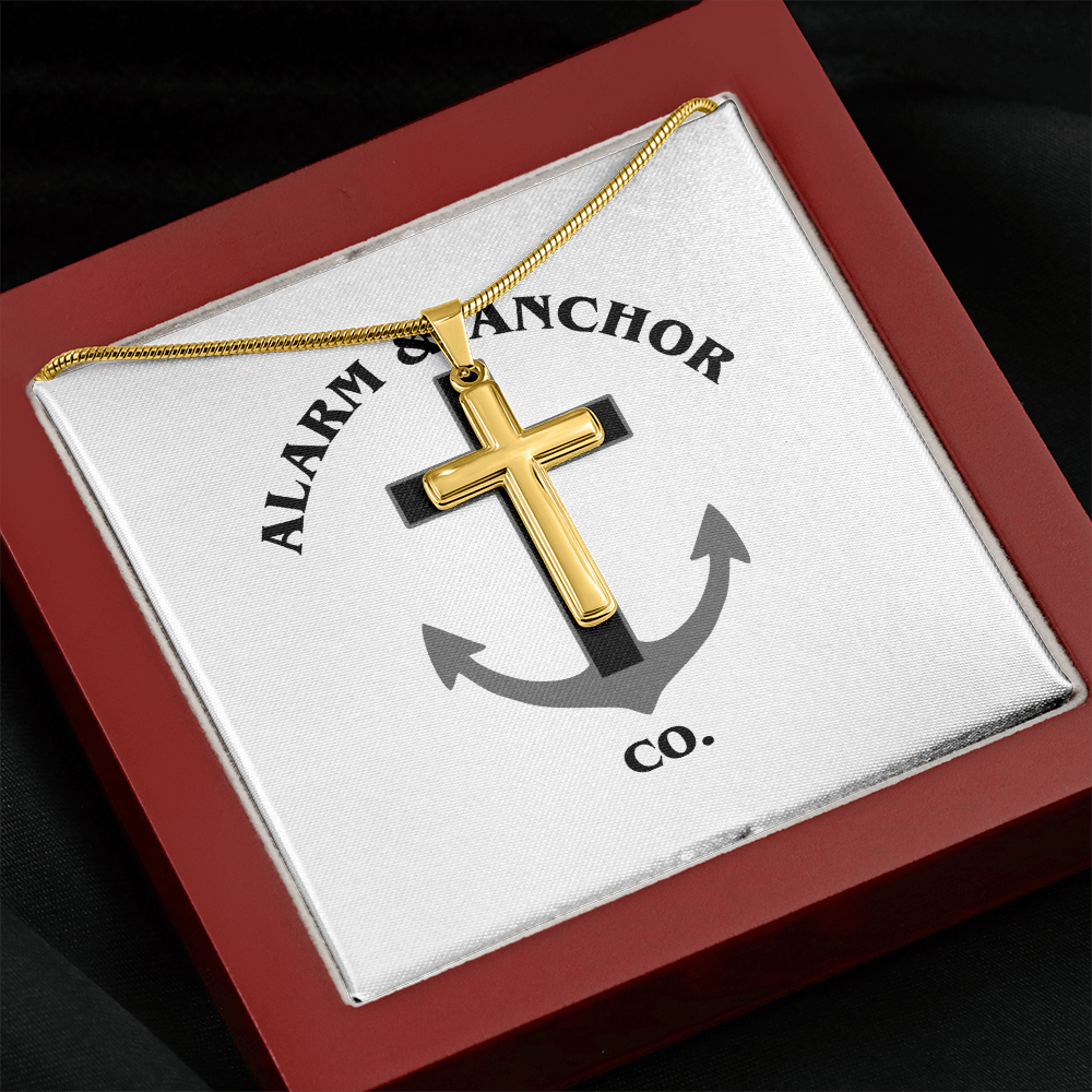 Personalized Cross Necklace with Snake Chain