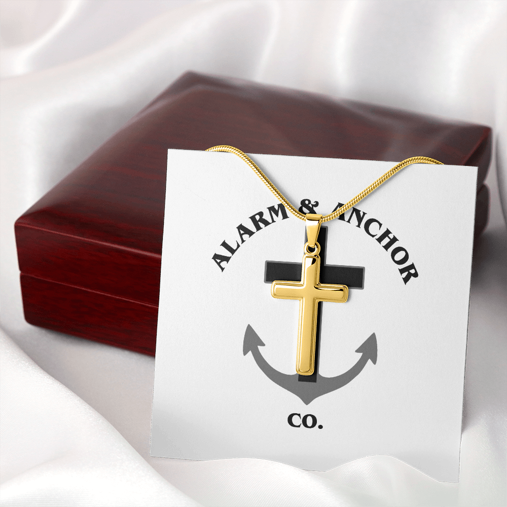 Personalized Cross Necklace with Snake Chain